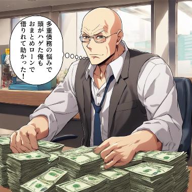 借金の悩み　頭がハゲた